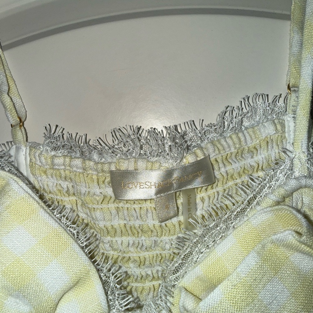 LoveShackFancy Yellow Checkered Dress Clarine Linen Gingham Bow‎ Dress size 6 - Picture 5 of 11
